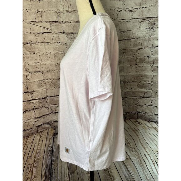 Carhartt V Neck Lilac T-Shirt Relaxed Fit Women’s 1X - Picture 3 of 5